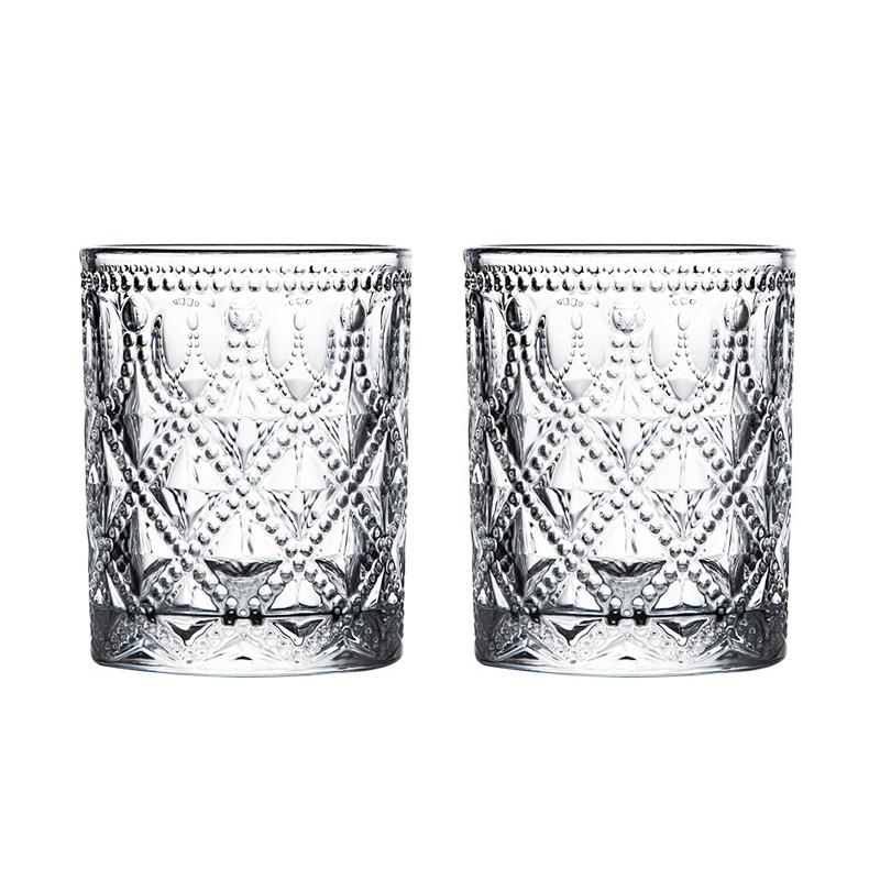 

360мл/380мл Легкая Роскошь Чашка для Лимонной Воды 2шт Рельефная Стеклянная Чашка Чай Кружки для Холодных Напитков Бокал для Коктейля Прозрачная Элегантная Кофейная Кружка 2pcs