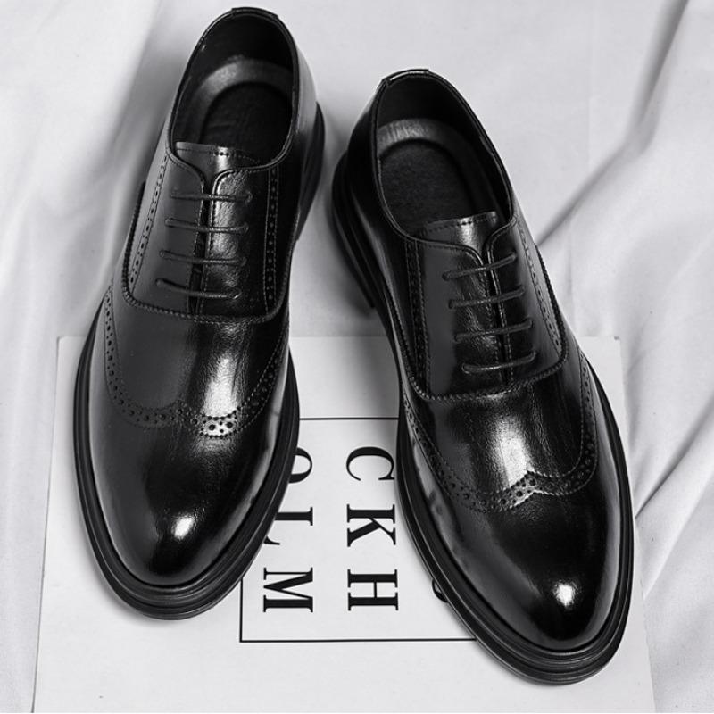 FashionFashion Platform Leather Business Men's Dress Shoes Spring Autumn Designer Soft-soled Increase Spring Autumn Brogues Shoes Male