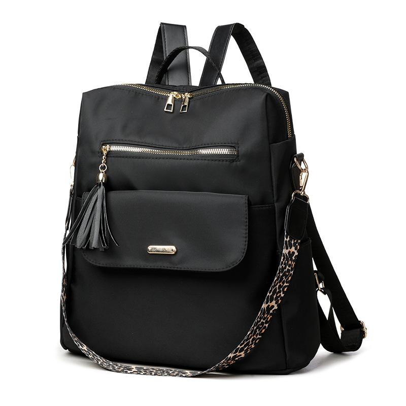 Oxford Cloth Fringed Backpack for Casual Women, Retro British Style Multi-functional Backpack with Contrasting Colors