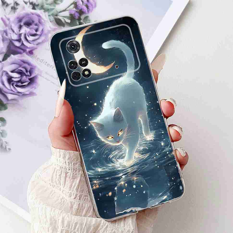 For Xiaomi POCO M4 Pro 4G 6.43" Case Fashion Girl Cute Bear Print Soft Silicon Cover For Poco M4Pro m4 Pro Protective Shell Capa