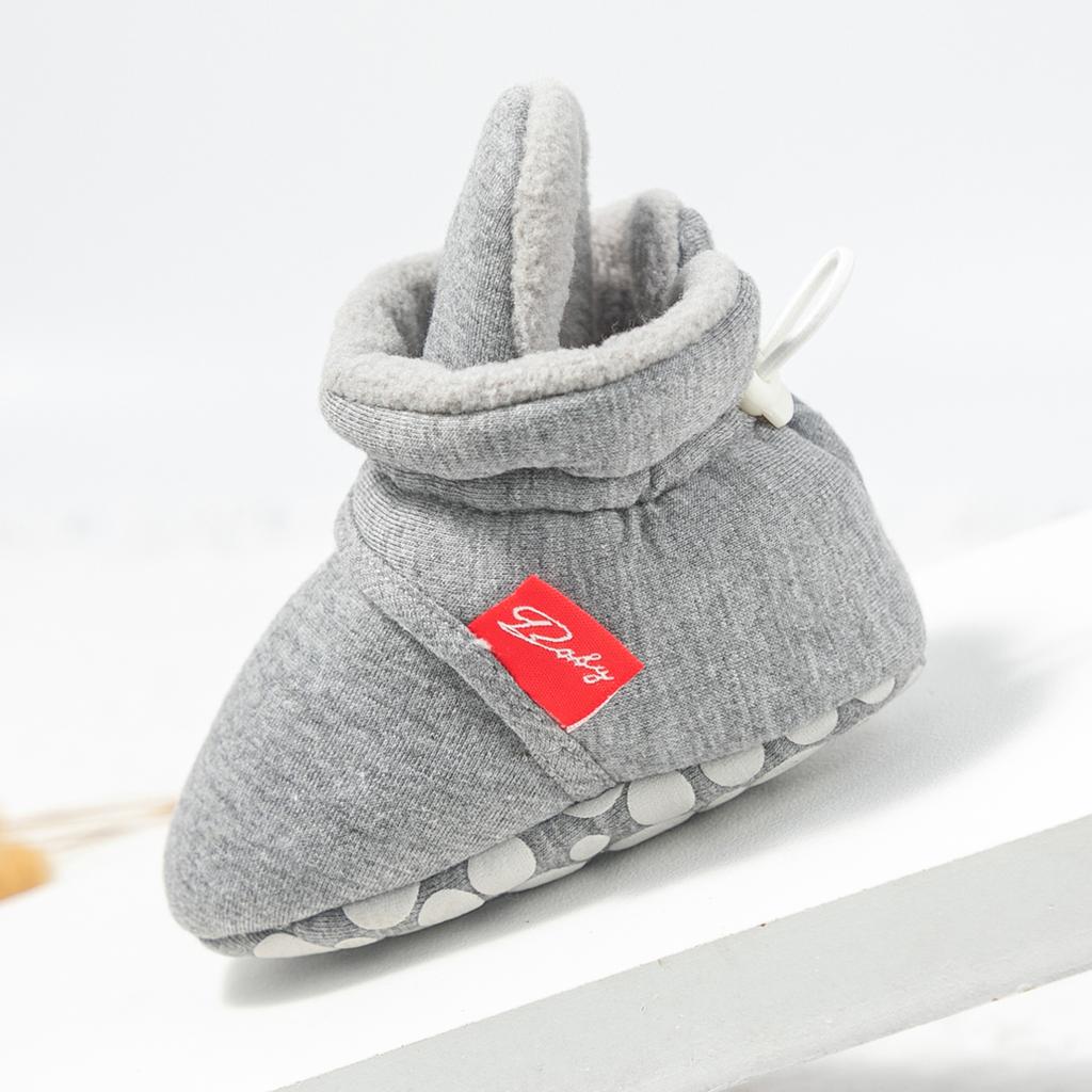 KIDSUN Baby Girls Sock Shoes Infant Boys Autumn Winter Solid Color Cotton Sole Anti-slip Flat Toddler Crib Shoes First Walkers
