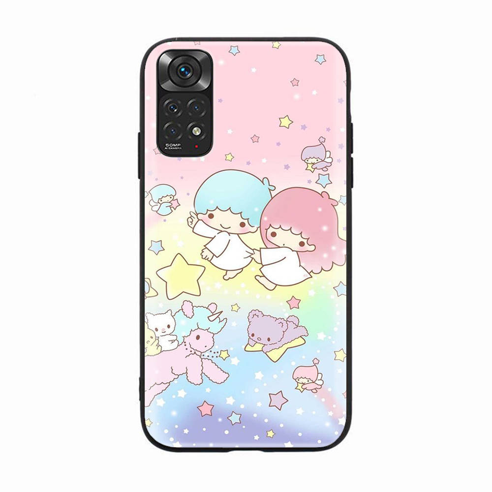 

Черный чехол для Samsung Note 20 Lite S24 Ultra S23 A03 A05 A06 A11 A71 A15 A16 A13 A24 A25 A33 A52 A53 A50 M55 M35 Plus H-22 Little Twin Stars Samsung A53 5G ирис