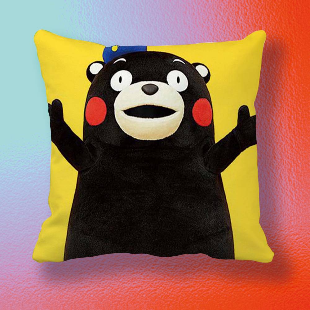 Cartoon KKumamon  Doublesided printed pillow cover Solid color minimalist pillowcase fits all bedroom styles