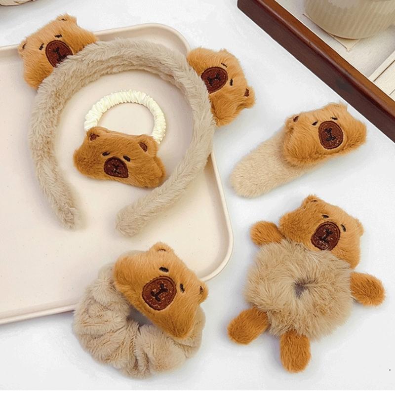 Niedliche Capybara Haarbänder Plüsch Stirnband Weiche Elastische Designs Haarband Haarschmuck für Kinder Jugendliche und Tierliebhaber