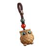 Creative Green Sandalwood Owl Keychain Pendant for Men, Women, and Couples