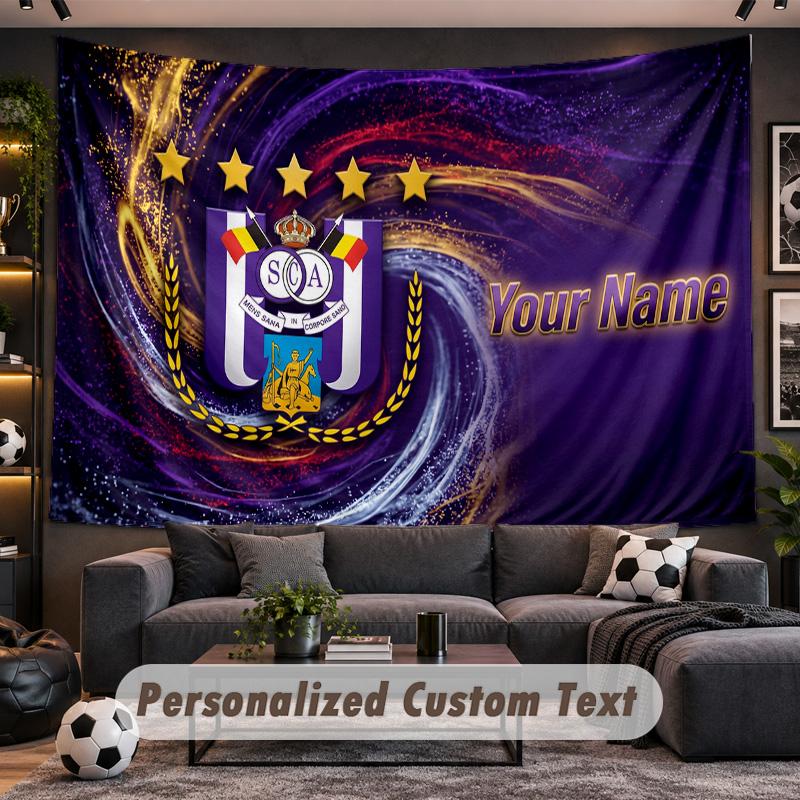 Anderlecht FC Logo Personalized Tapestry Support Custom Name, Wall Art Home Decoration