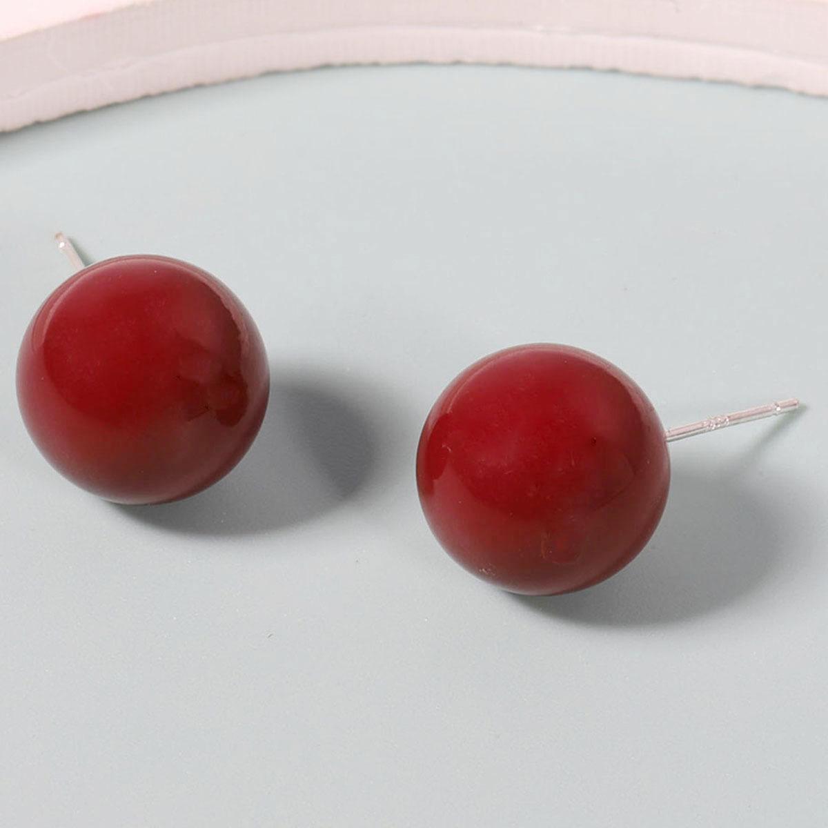 

Осенне-зимние серьги-пусеты из имитации жемчуга цвета красной фасоли, маленькие и уникальные женские серьги-пусеты в стиле легкой роскоши белого цвета