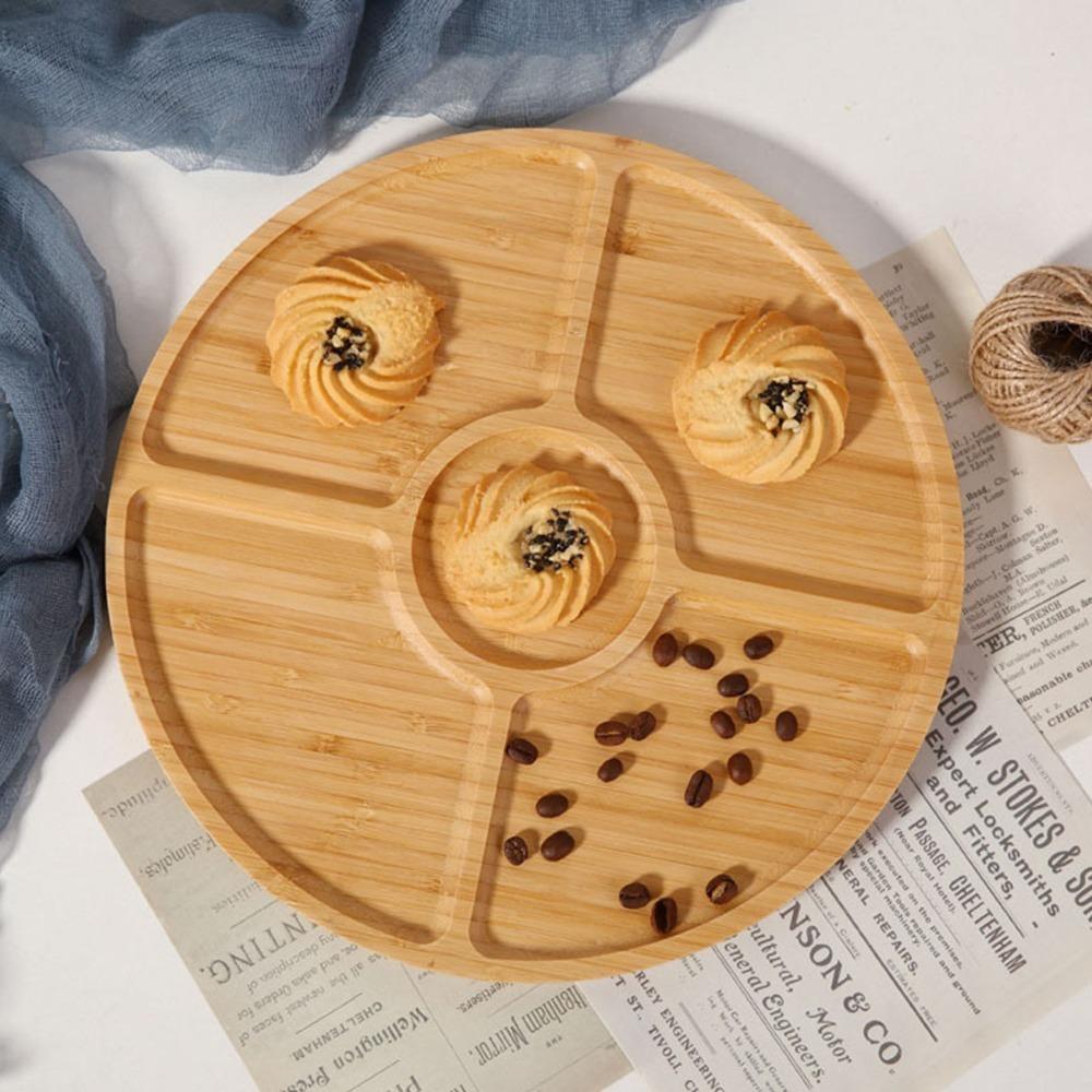 Burr‑free Tea Tray Bamboos Tea Platter Water‑proof Serving Plate Afternoon Tea Round Shaped