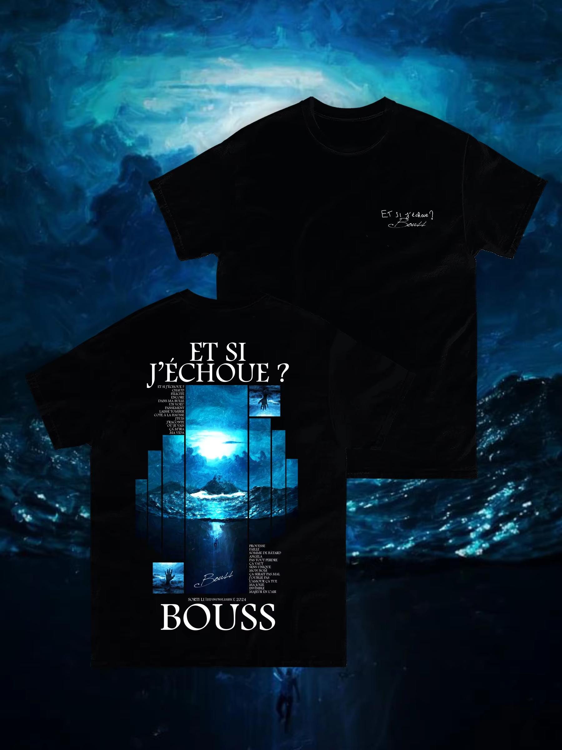

French Rapper Bouss Printed Tshrit ET SI JECHOUE Ablum Graphic Short Sleeve Casual Heavy Cotton Soft Female Male Clothing Tee S