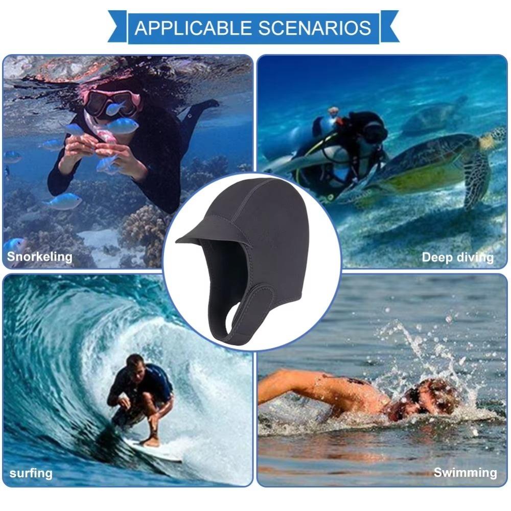 Thermal Neoprene Hat Adjustable Headgear Diving Hood Beanie  or Surfing Kayak Swimming Diving