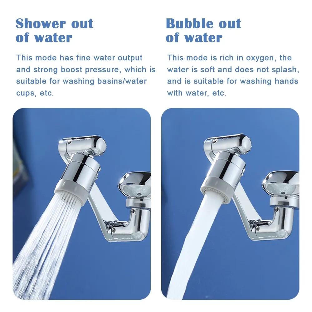 Metal Copper 1080° Rotation Faucet Aerator Extender Swivel Robotic Arm Faucets Sprayer Head Nozzle Kitchen Tap Saving Water