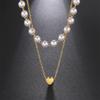 Cazador Trendy Small Heart Imitation Pearl Choker Necklaces for Women Stainless Steel Multilayers Necklaces 2026 Jewelry Gift