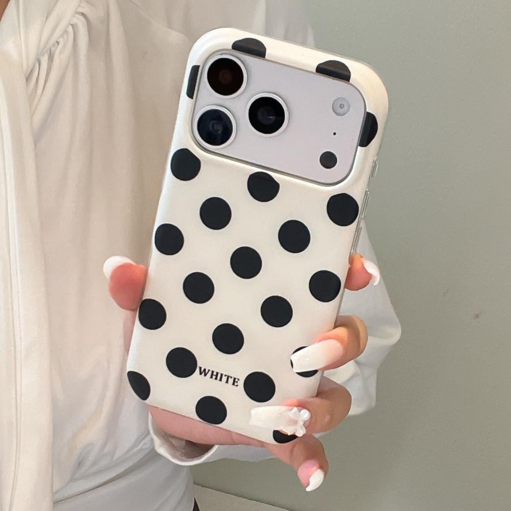 Korean Ins Solid Color Simple Polka Dot Suitable for Apple 17Pro Mobile Phone Case Iphone16promax New 15 Double Layer 17 Girl 14pm Trend 13 Creative