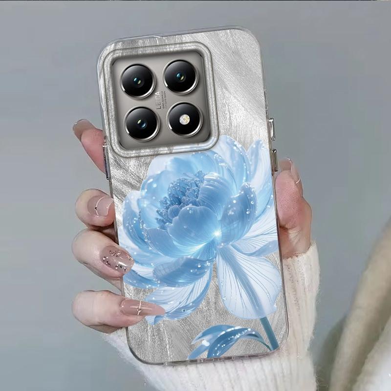 Luxury Blue Flowers Girls Women Phone Case For Xiaomi 14T 13T Pro 14Tpro 11 Lite 5G NE Shockproof Bumper Fundas Cover