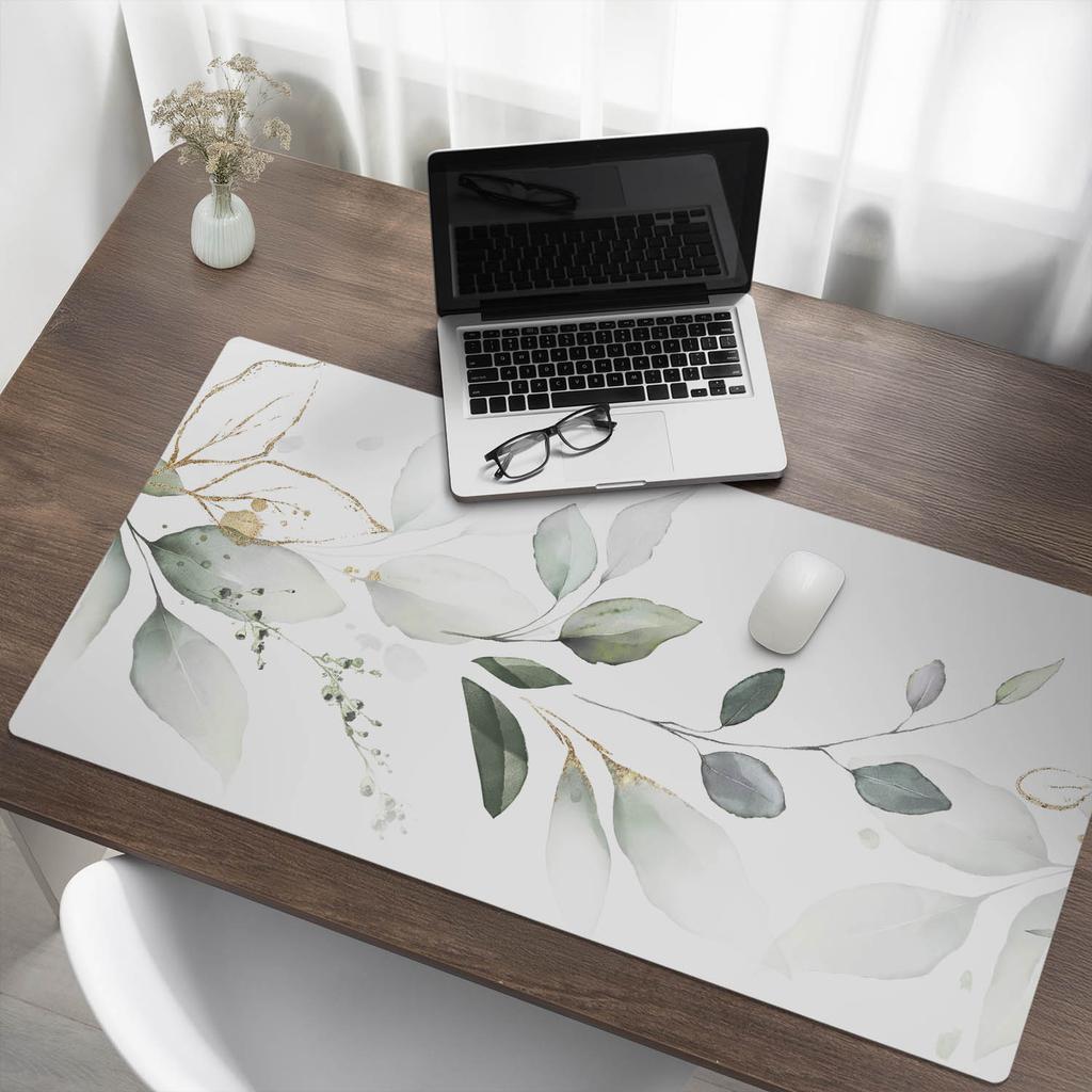 Desk Mat Protective Mat Table Delicate Leaves Watercolor 120X60 Cm