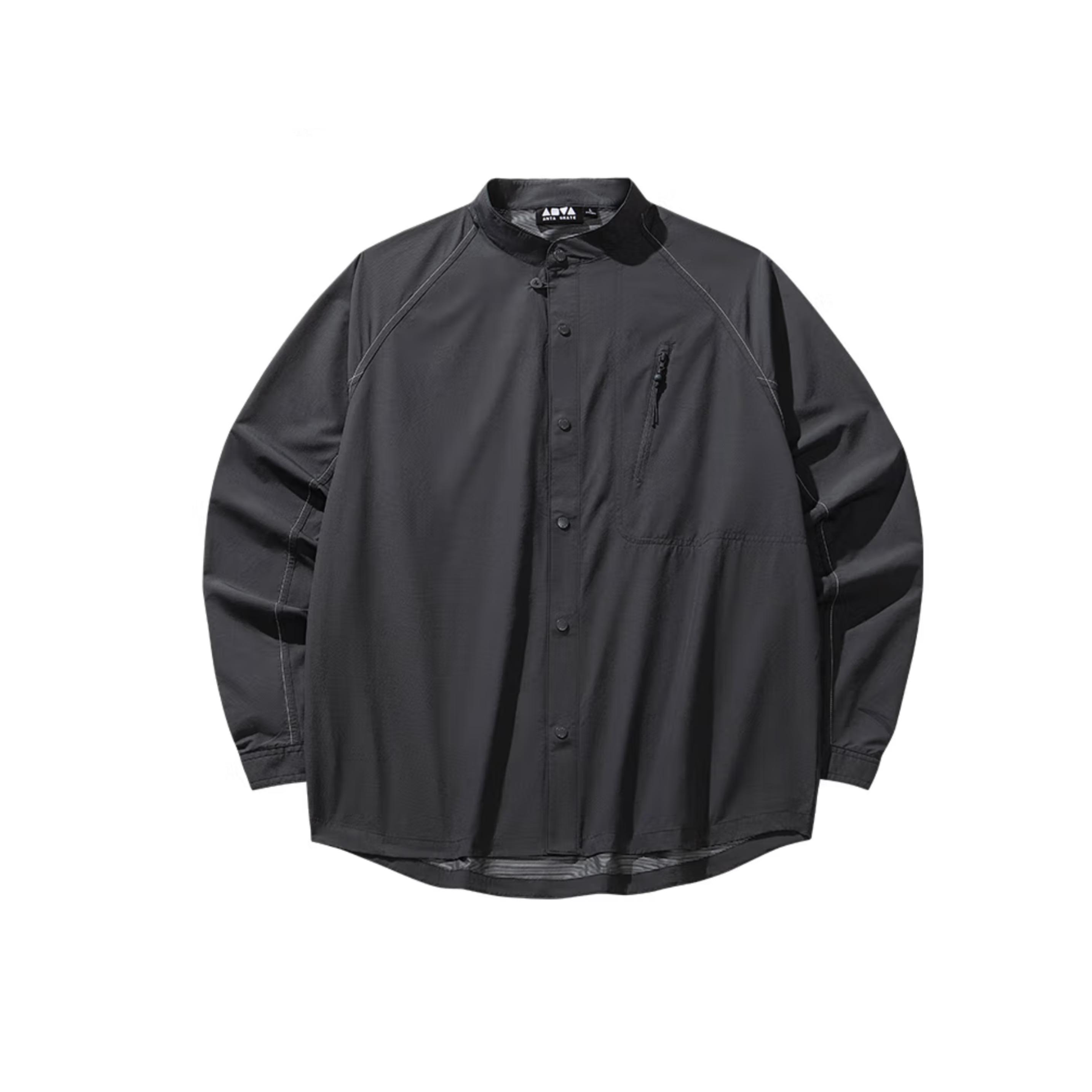 

Anta Повседневная рубашка с длинным рукавом, воротником-стойкой и вышивкой, унисекс, цвет «замок-серый», 172548101R-2 S