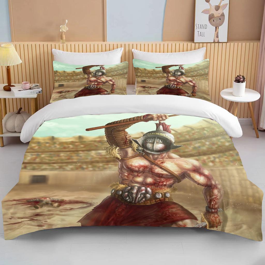 10 Sizes Cartoon Roman Gladiator Bedding Set Colorful Home Textile Duvet Covers Pillowcases Bedclothes Kids Gift Bedding Set