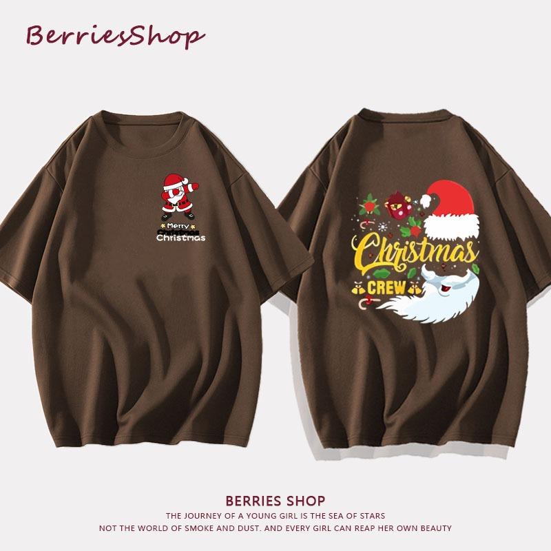 

American short sleeved Santa Claus printed casual loose children s T-shirt 140