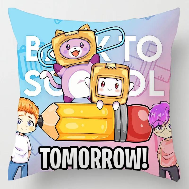 

Anime Lankybox Print Designer Pillow Cases Lanky Box Cushion Cover Lankybox Series Cartoon Pillow Case Home Decor Pillowcase 16x16Inch