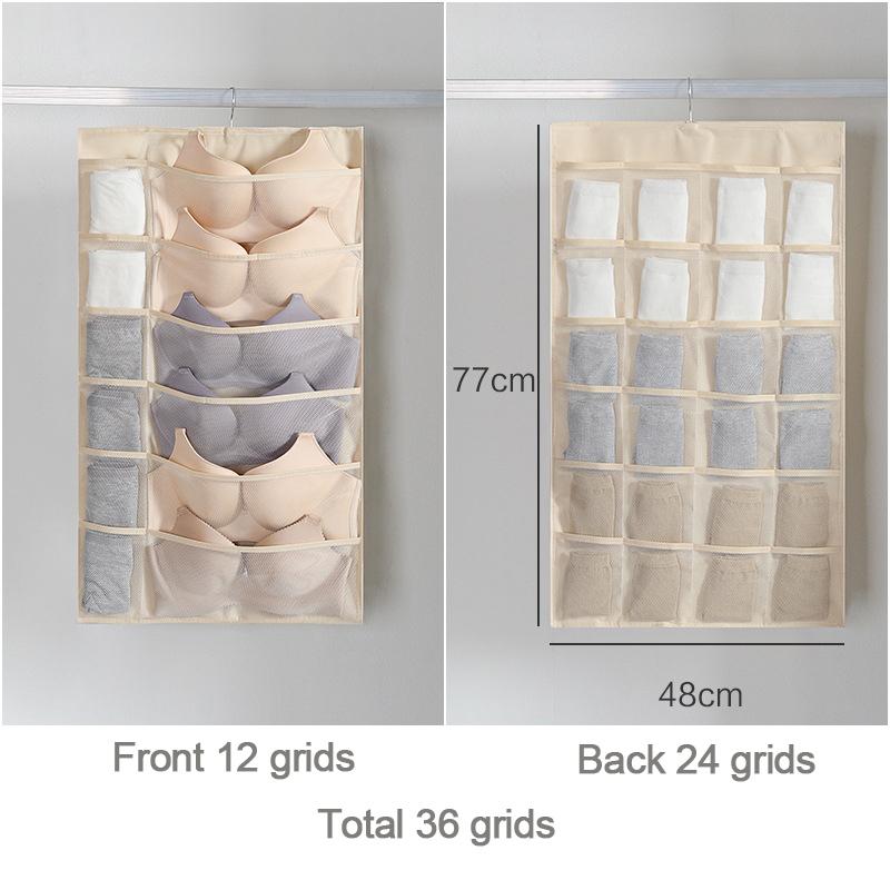 Non-Woven Double-Sided Underwear Storage Bag Wardrobe Hanging Bag Folding Clothing Organizer Transparent Socks Bra Storage Bags