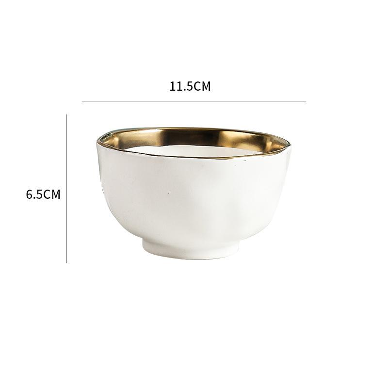 Irregular Gold-plated Edge Ceramic Steak Plate Salad Plate Dessert Plate Matte Thick Soup Bowl Restaurant Creative Tableware
