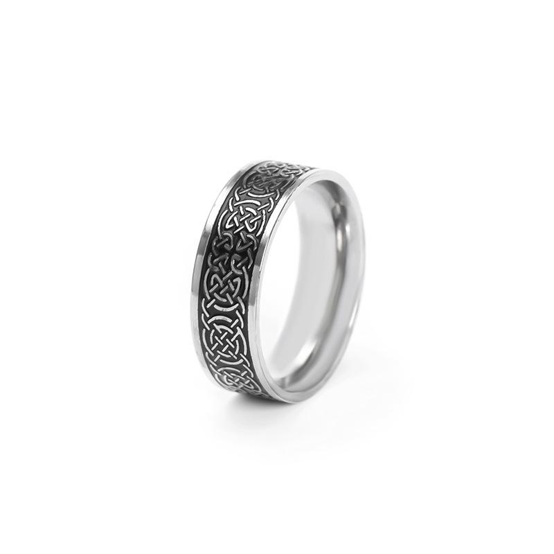 

Solomon Knot Lucky Totem Ring Stainless Steel Bold Mens Jewelry Durable Stylish Unisex Gift No. 7 серебряный