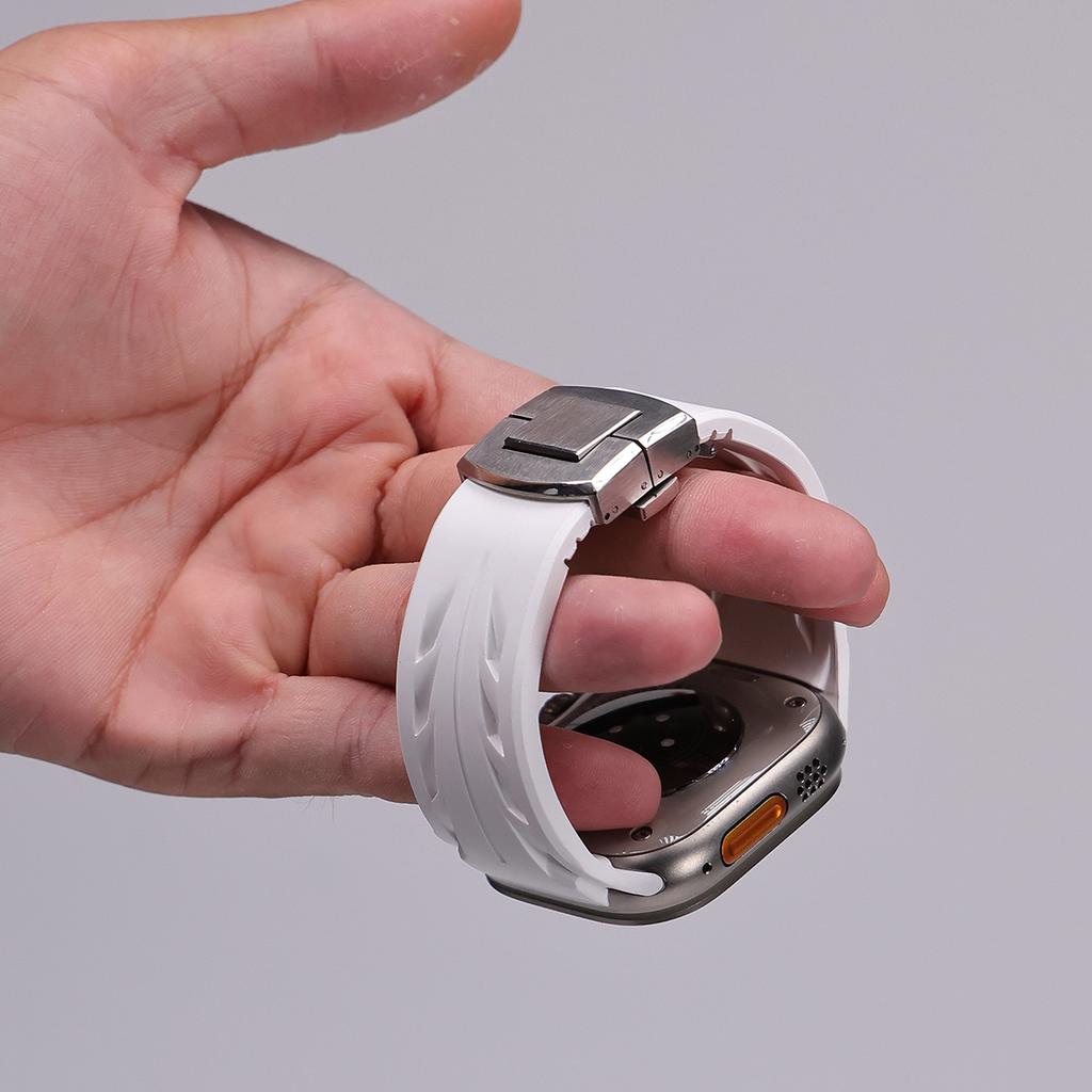 Ultra Silicone Cut To Size Band for Apple Watch 46mm 45 44mm Premium Bracelet for Iwatch Ultra3 49mm Series 11 10 9 8 7 Se 6 5 4