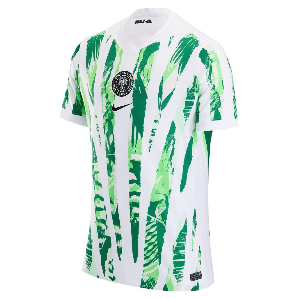 Nike Dri-Fit Fan Edition 2025 Season Nigeria Team Quick-Dry Short Sleeve Football Shirt Men Tops White Pine-Green Impact-Green HM9660-100