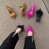 Damen High Heels Rote Spitze Dünner Absatz Ein-Riemen Mittlerer Absatz Taschen-Kopf Damen Schuhe Neujahr Neue Ausländischer Stil Sommer Einzelne Schuhe
