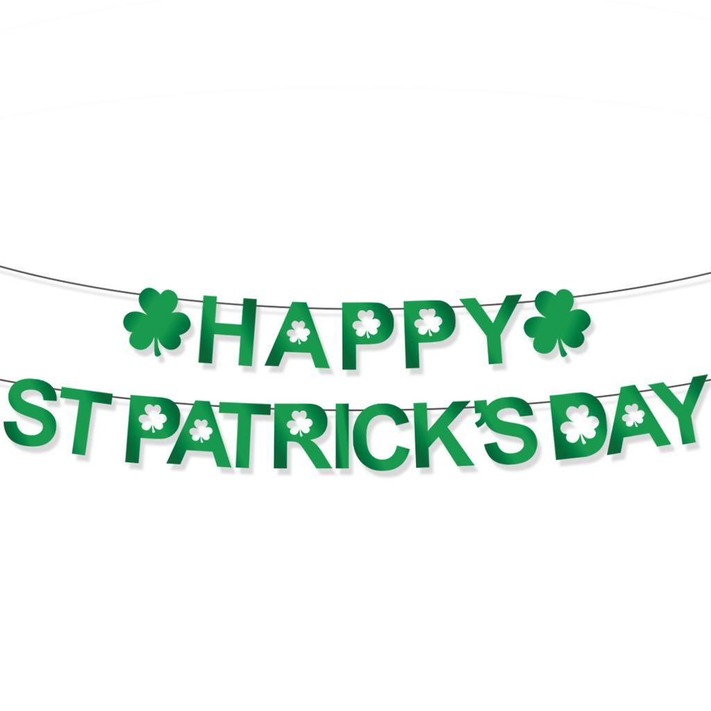 26 Irish Day Party Decoration St. Patrick'S Day Shamrock Flag Latte Spiral Set