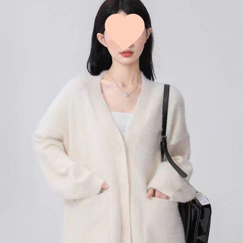 

Женский кардиган средней длины из искусственной норки - Пушистый, однотонный, свободного кроя для весны и осени S (40-48 kg)