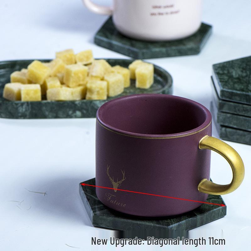 Nordic Marble Insulated Coaster – Round/Square Heat-Proof Cup Holder & Photo Prop.