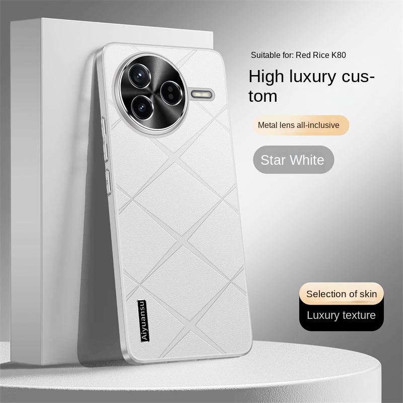 

Для Redmi K80 K80 Pro высококлассный чехол из веганской кожи с металлической защитой объектива, противоударный и устойчивый к отпечаткам пальцев For Redmi K80 Pro белый