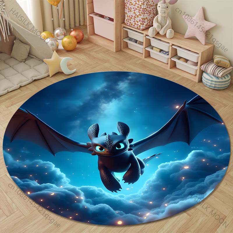 Multiple Sizes How T0 Train Your D-Dragon Print Round Rugs Carpet for Living Room Bedroom Kids Room Bath Chair Mat Home Decor