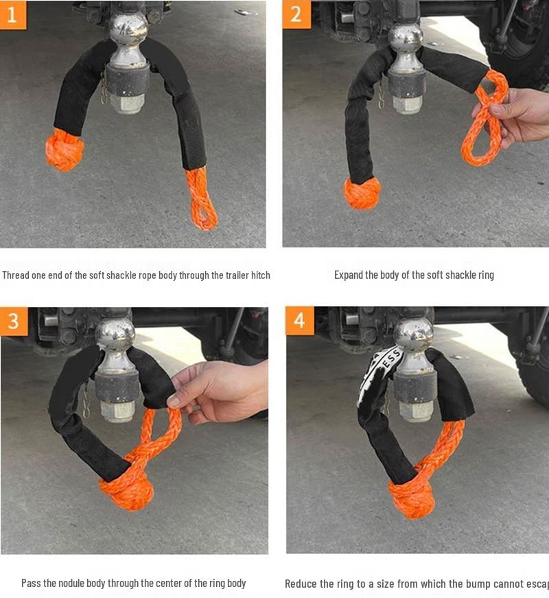 Elastic Soft Shackle Tow Rope for Off-road & Household Use - Suitable for Sedans & Heavy Trucks