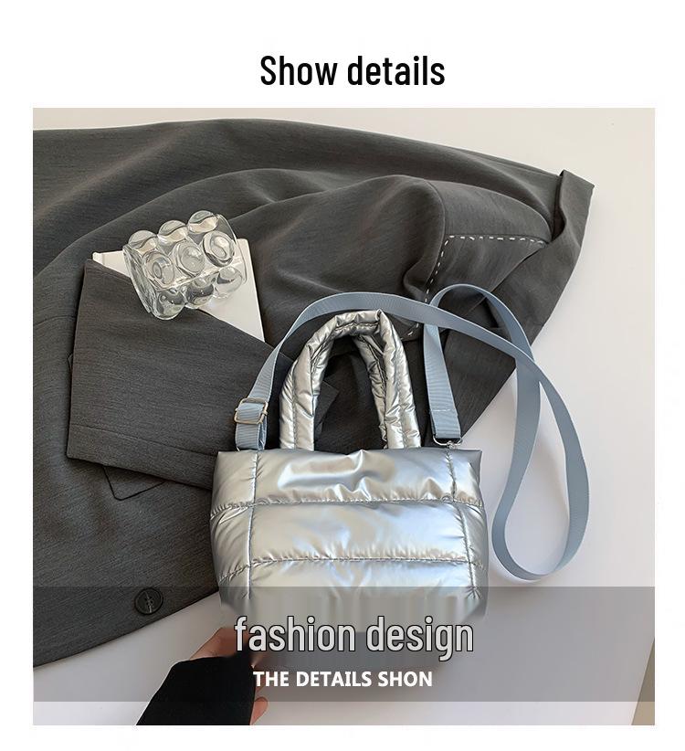 2024 Dámská ležérní módní taška přes rameno: Lehká péřová bavlněná bunda ve stylu pro podzim/zimu, všestranná kabelka a crossbody