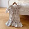 2026 Summer Korean Style Ruffled Puff Sleeve Sundress for Girls