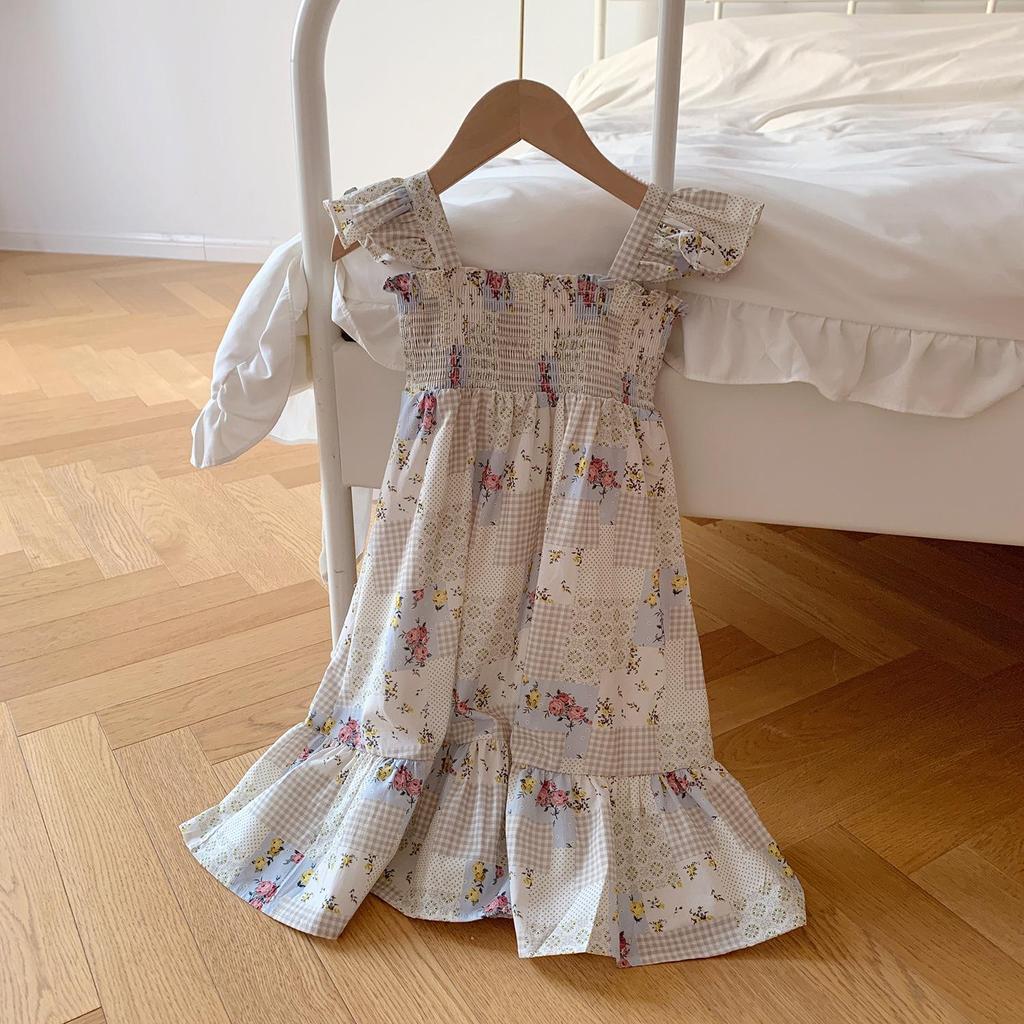2026 Summer Korean Style Ruffled Puff Sleeve Sundress for Girls