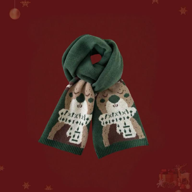 Stilvoller Weihnachtsrinde Schneemann Winter Schal Warmer Wickel; Rotes Saisonales Studentenpaar Geschenk für Nackenschutz