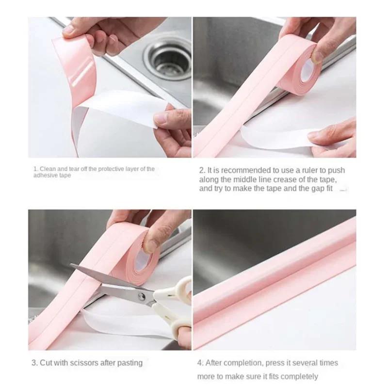 1 Roll of Kitchen Anti-mold and Waterproof Tape, Moisture-proof Kitchen and Bathroom Sink Gap, Beautiful Seam Toilet Sticker