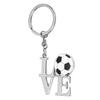Soccer   Keychain Silver Stainless Steel Stylish I Love Soccer Key  for Birthady Present Backpack Bag Pendant