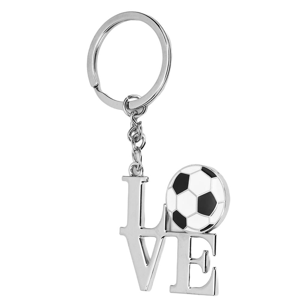 Soccer   Keychain Silver Stainless Steel Stylish I Love Soccer Key  for Birthady Present Backpack Bag Pendant