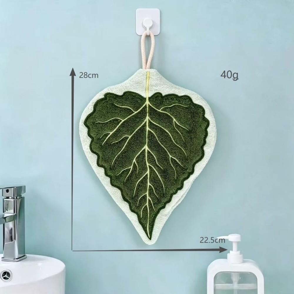 Soft Leaf Hand Towel Hanging Kitchen Handkerchief Portable Cleaning Towel for Bathroom Kitchen