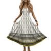 Women Sleeveless Maxi Dress Summer V Neck Long Casual Bohemian Style Spaghetti Strap Printed Sundress with Flared Hem
