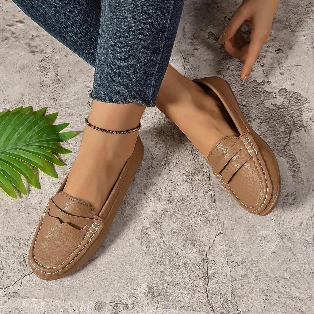 Scarpe da Donna Ballerine Mocassini in Pelle Sneakers Donna Scarpe Casual Slip-on Loafer Scarpe da Barca da Donna Taglia Grande 2025