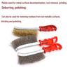 Steel Wire Knife Brush with Copper-Plated Finish, Rust Removal, Seam Cleaning, Plastic Handle
