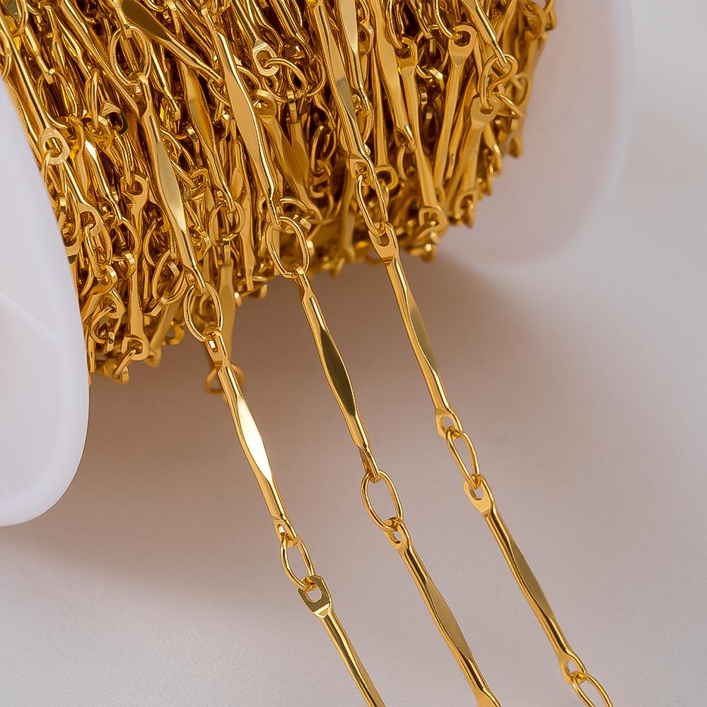 2Meters 1Meter 0.5Meter Flat Stick Basic Chain Bracelet Necklace Copper Chains Line Clothing Decorative Chain for Jewelry Making