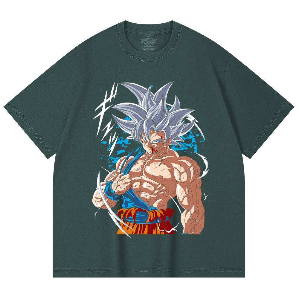 230 Gsm 100% Cotton Dragon Ball V47 Goku Ultra Instinct Print Unisex Heavy Cotton T Shirt