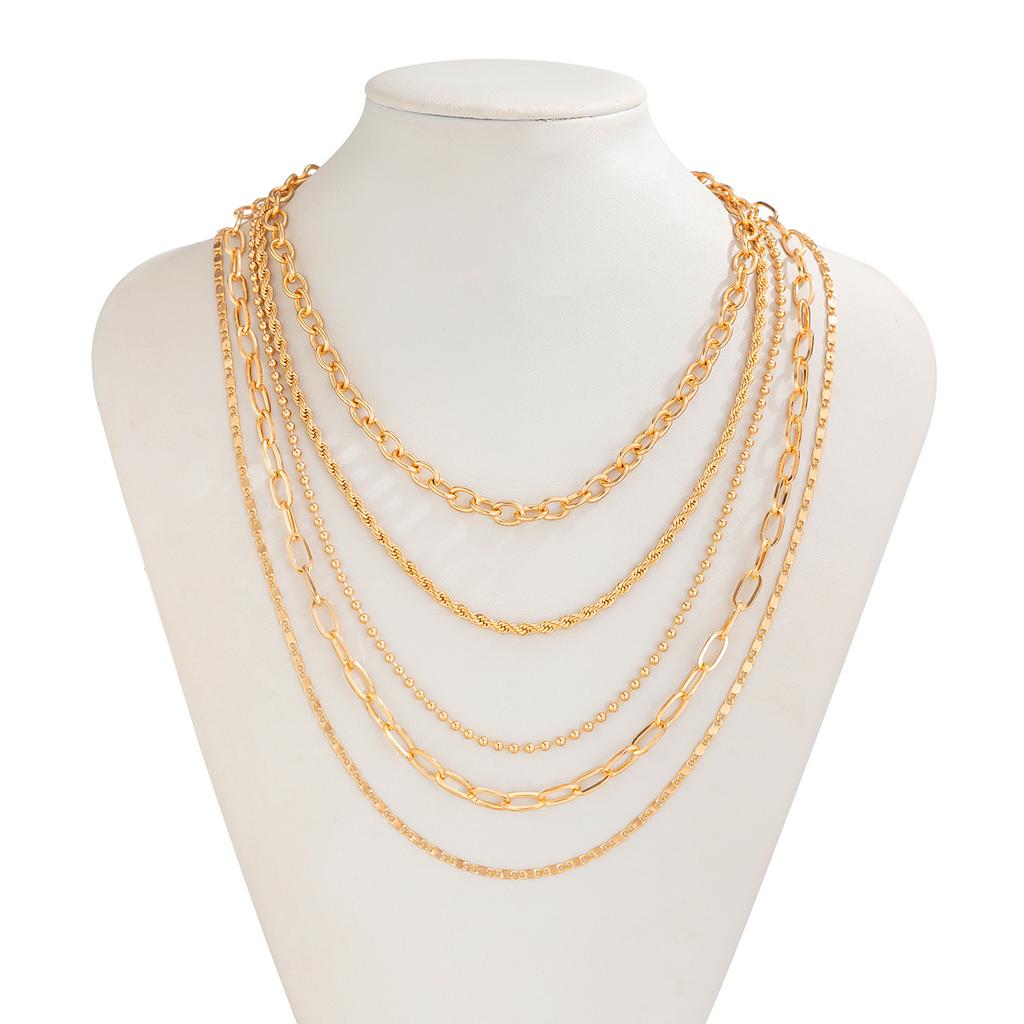 Hip Hop Metal Snake Bone Chain Necklace Punk Style Bead Stacked Necklace Woman