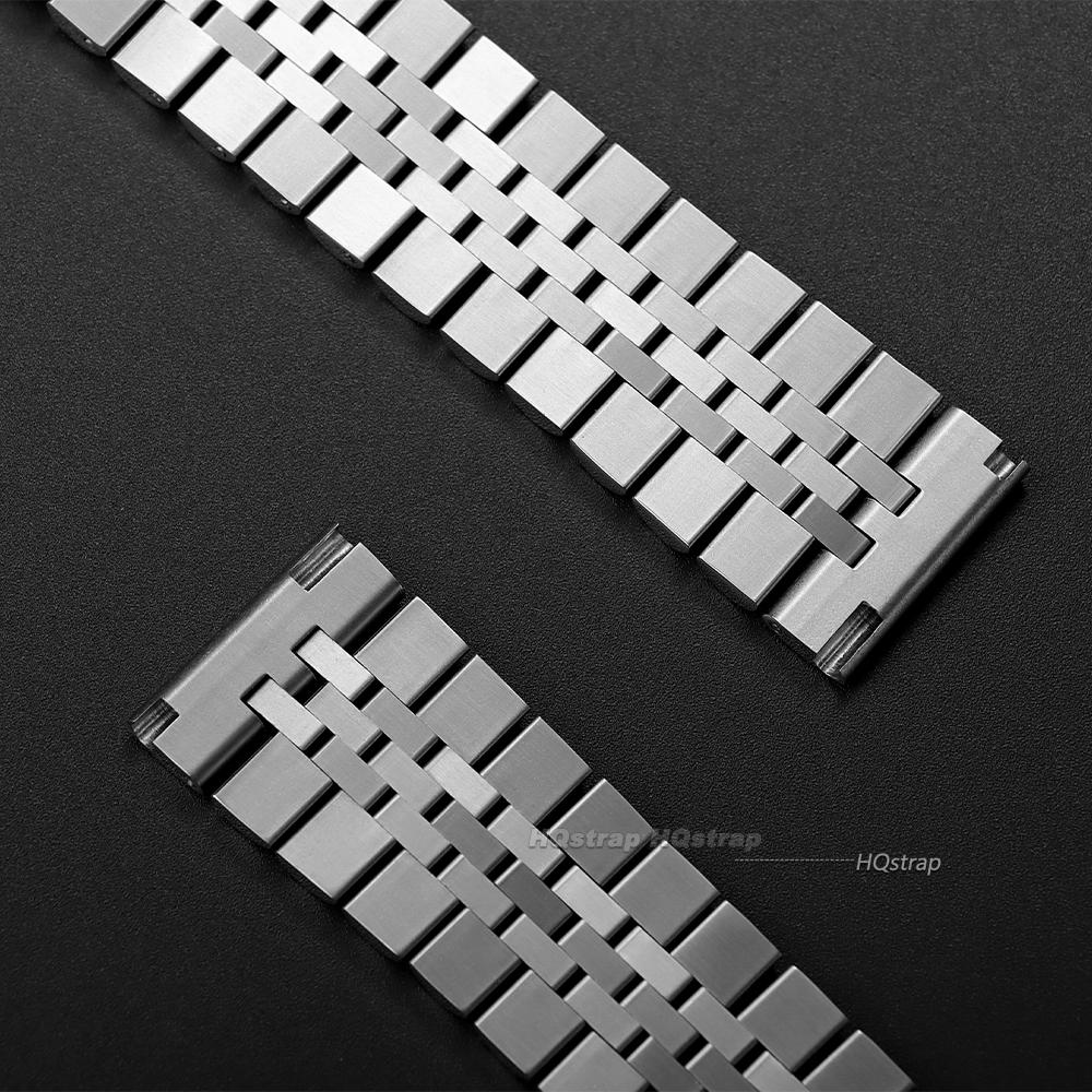 Solid Stainless Steel Watch Band Flat Curved End Straps for Seiko SKX007/009 for Jubilee Folding Buckle Bracelets 18mm 20mm 22mm